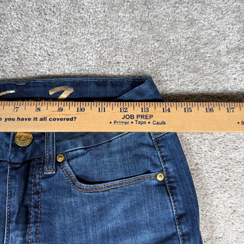 Seven7 Women Dark Wash Tummyless High Rise Skinny Jeans Indigo Denim Size 4 - Picture 6 of 11